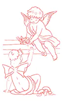 March - A truce between the Angels and the Fairies - Free Redwork Pattern