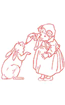 April - Sharing - Free Redwork Pattern