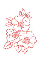 August - Wild Roses - Free Redwork Pattern
