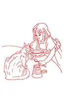 February - Begger Cat - Free Redwork Pattern