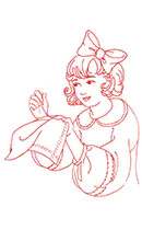 June - Mending Day - Free Redwork Pattern