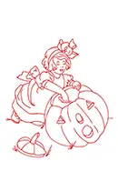 October - Carving the Pumpkin - Free Redwork Pattern