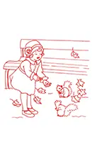 September -  Feeding the Squirrels - Free Redwork Pattern