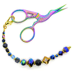 Iridescent Rainbow Scissors and Iridescent Blues Fob