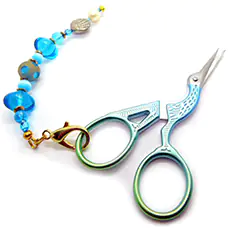 Fiber Arts Scissors with Aqua Glass Scissor Fob