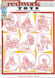 Toys - Set of 9 Redwork Embroidery Patterns